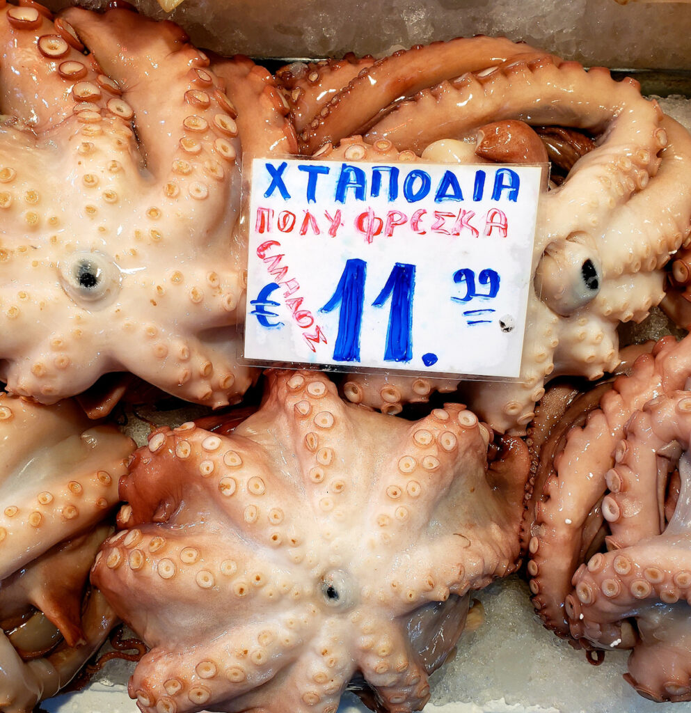 A pile of octopus sitting on top of each other.