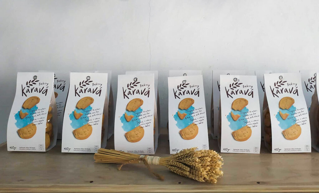 A bunch of rusks sitting on top of a table in Kythira