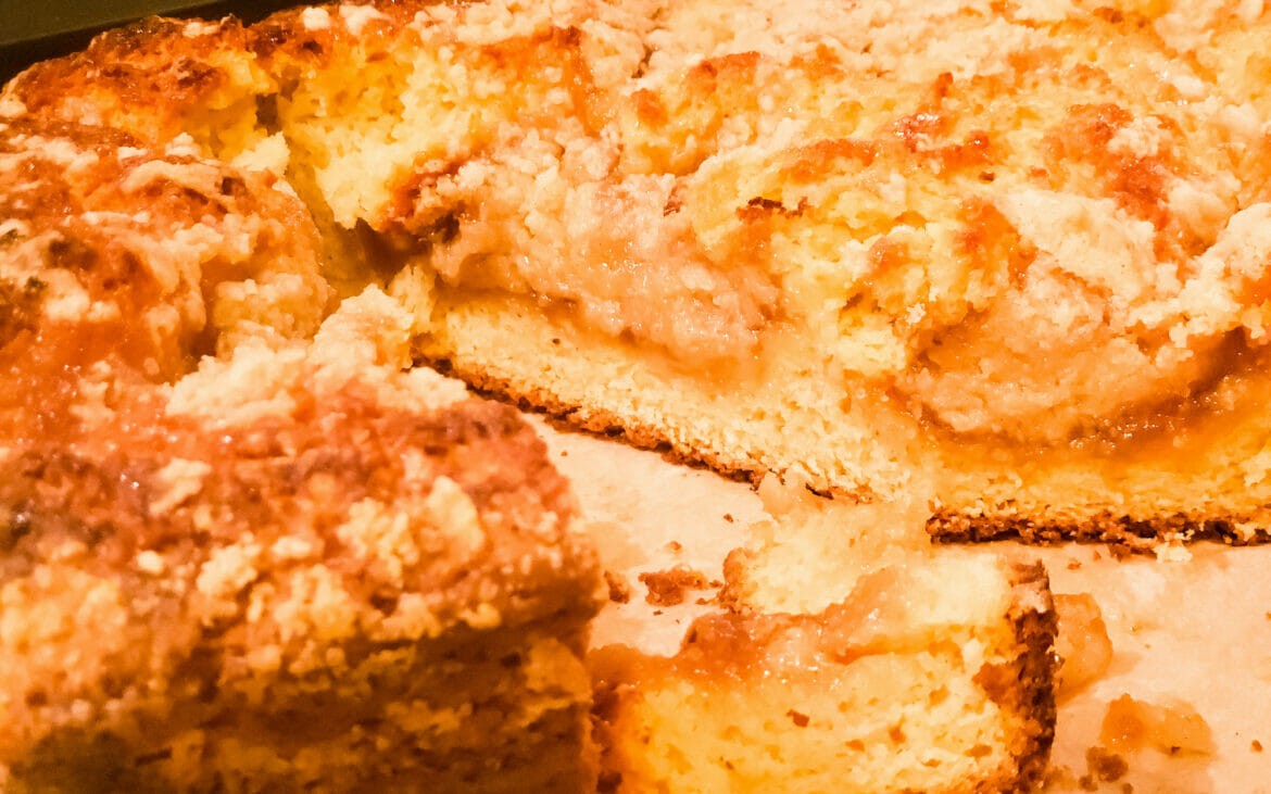 A close up of some food on top of a pan.