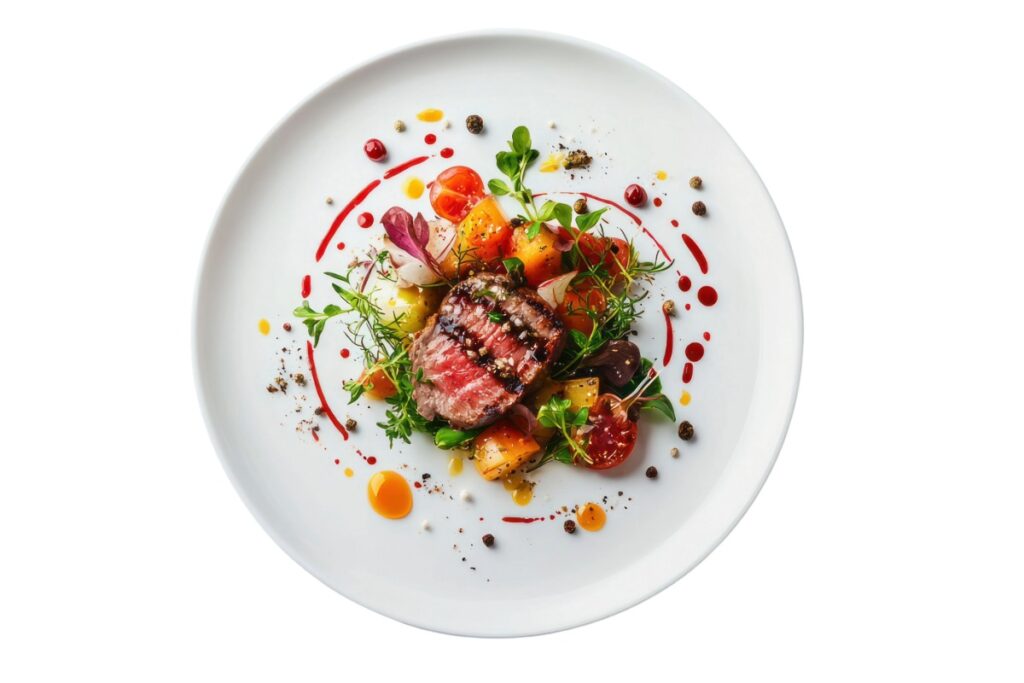 steak on plate fine dining