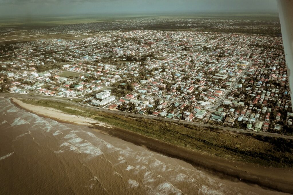 an aerial image of guyana